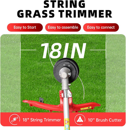 2-Stroke Gas Brush Cutter Pro-Grade String Trimmer EPA Compliant Orange Heavy-Duty Weed Eater Lawn