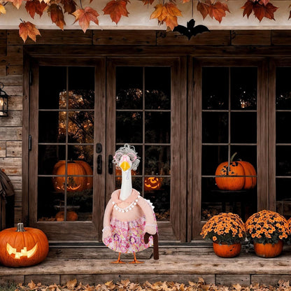 Abbylike Halloween Porch Goose Outfits Old Lady Goose Clothes with Silver Wig Sunglasses for 23"
