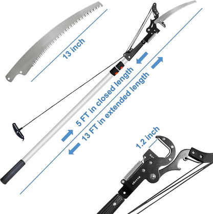 5-13FT Tree Trimmer Telescopic, Pole Saw & Pruner for Trimming, Pruning Saw Extendable, Long Handle