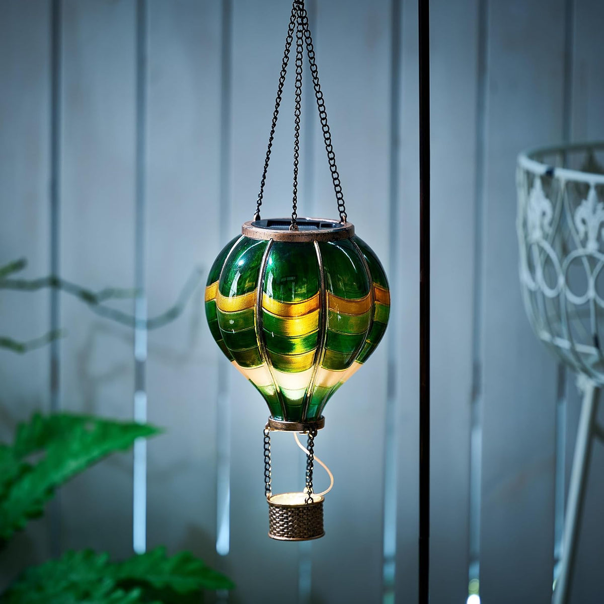 TERESA'S COLLECTIONS Hot Air Balloon Solar Lantern for Outdoor Garden Decor, Hanging Flickering
