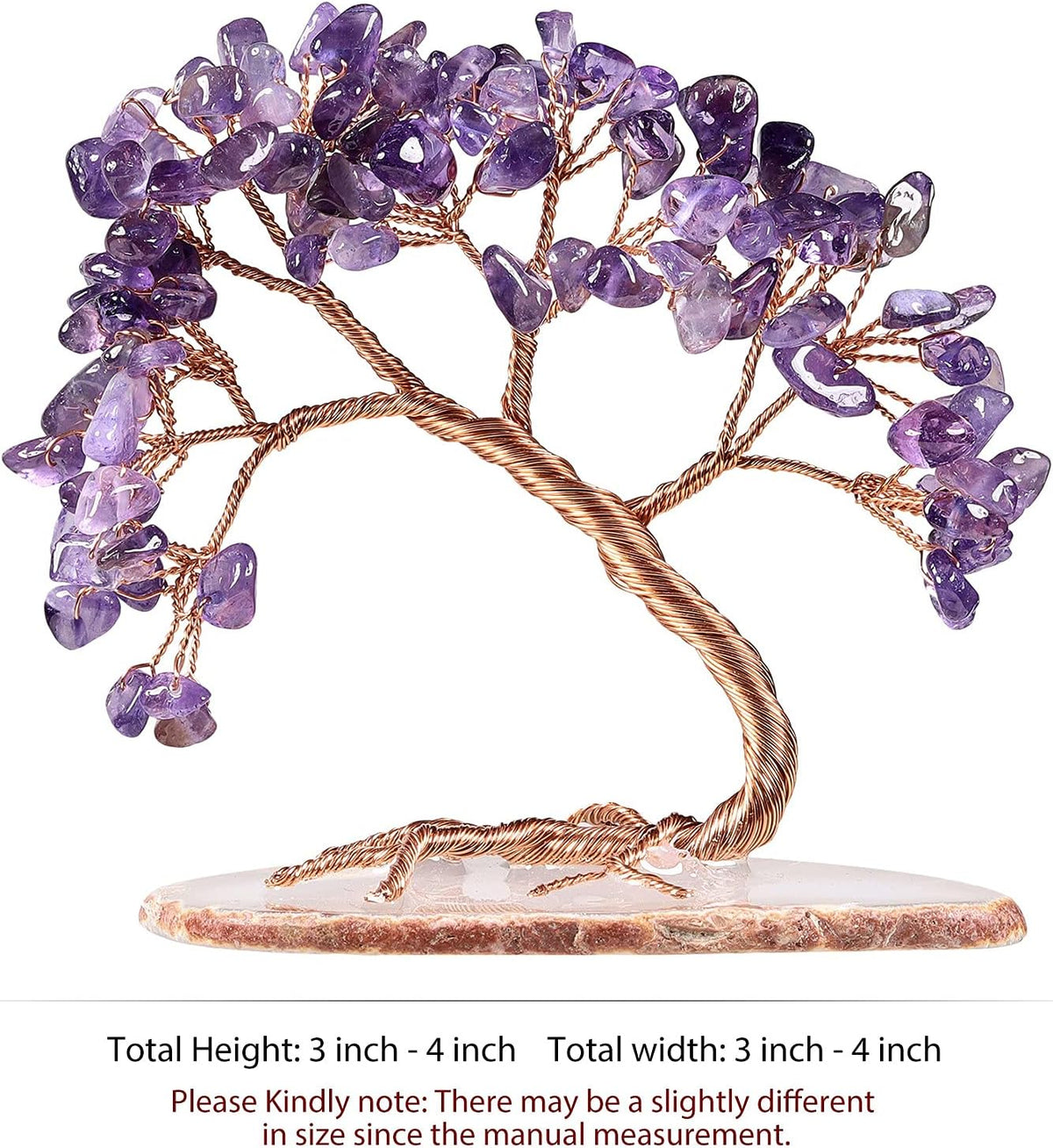TUMBEELLUWA Reiki Crystal Money Tree with Agate Slice Base Feng Shui Stone Bonsai Tree Figure Decor