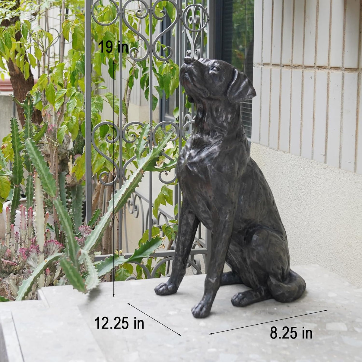 Garden Statue Outdoor Decorations Dog-Figurine – 19inch Black Labrador décor Sculpture Sitting