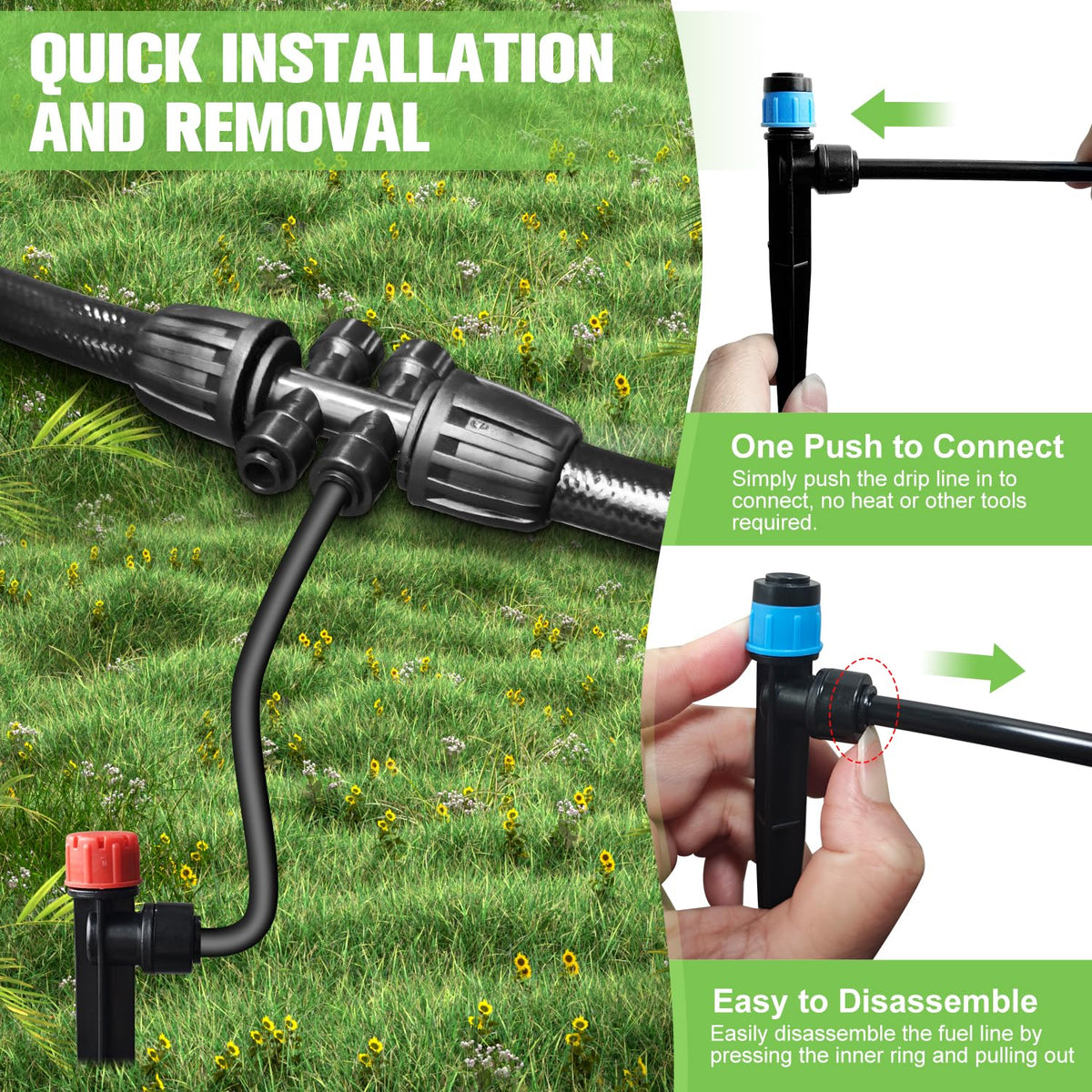 TJJFMM 230FT Drip Irrigation System for Garden with 40 Nozzles & Emitters, Garden Watering System