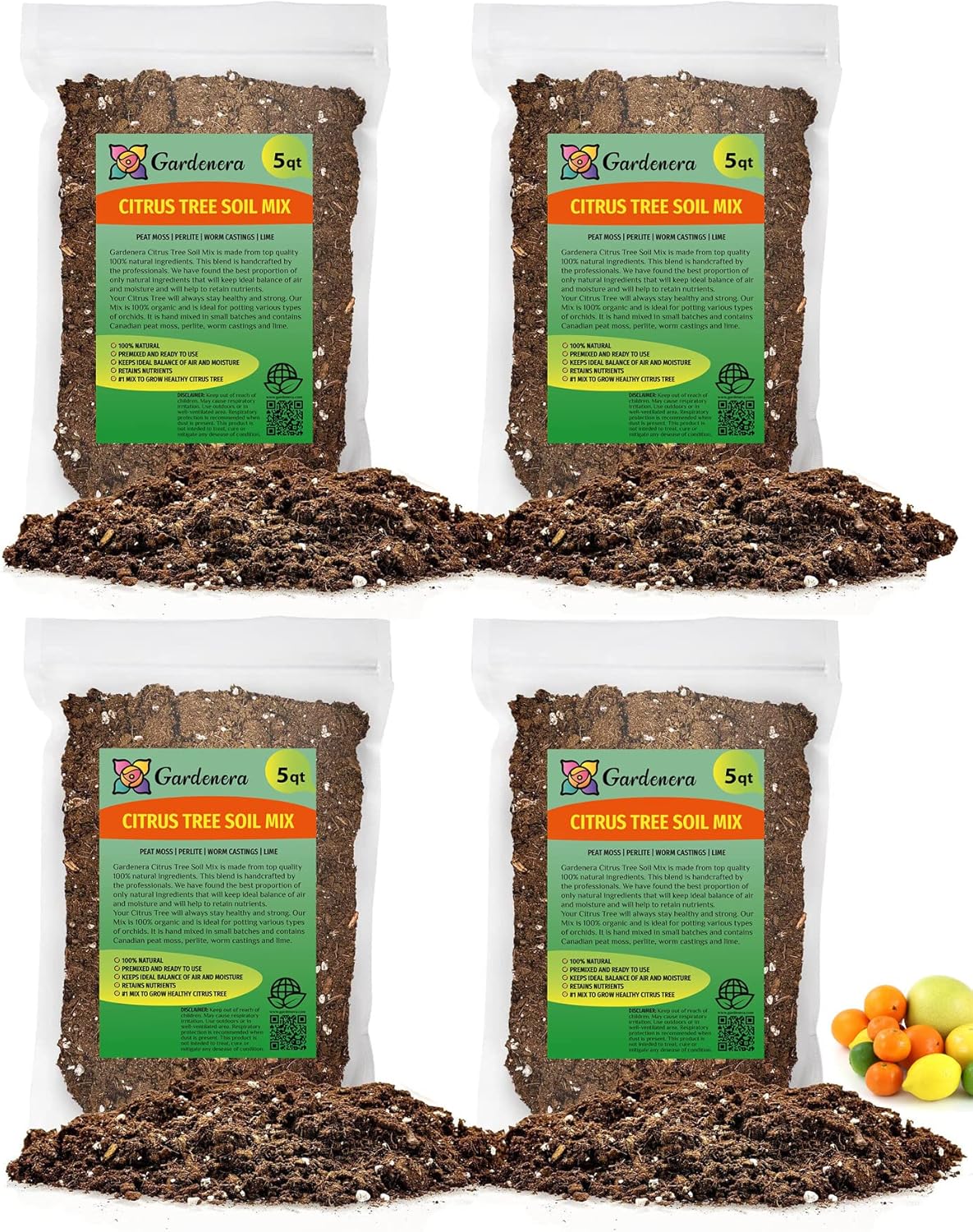 GARDENERA Citrus Tree Potting Soil Mix - 20 Quart - Special Blend for Indoor Oranges, Lemons, Limes