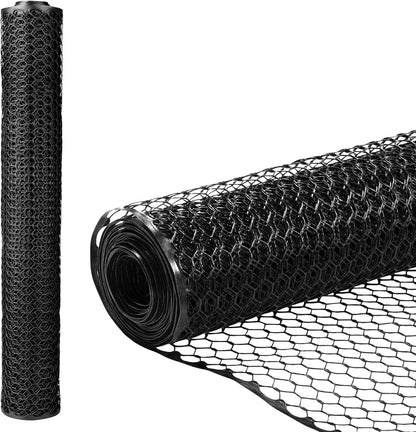 Plastic Hex Chicken Wire Mesh Garden Fence Roll (4' x 50' - Black) - Versatile Poultry Netting and