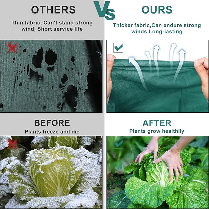 NNG 10x10ft Plant Covers Freeze Protection Frost Blankets 1.35oz/yd² Non-Woven Fabric Floating Row