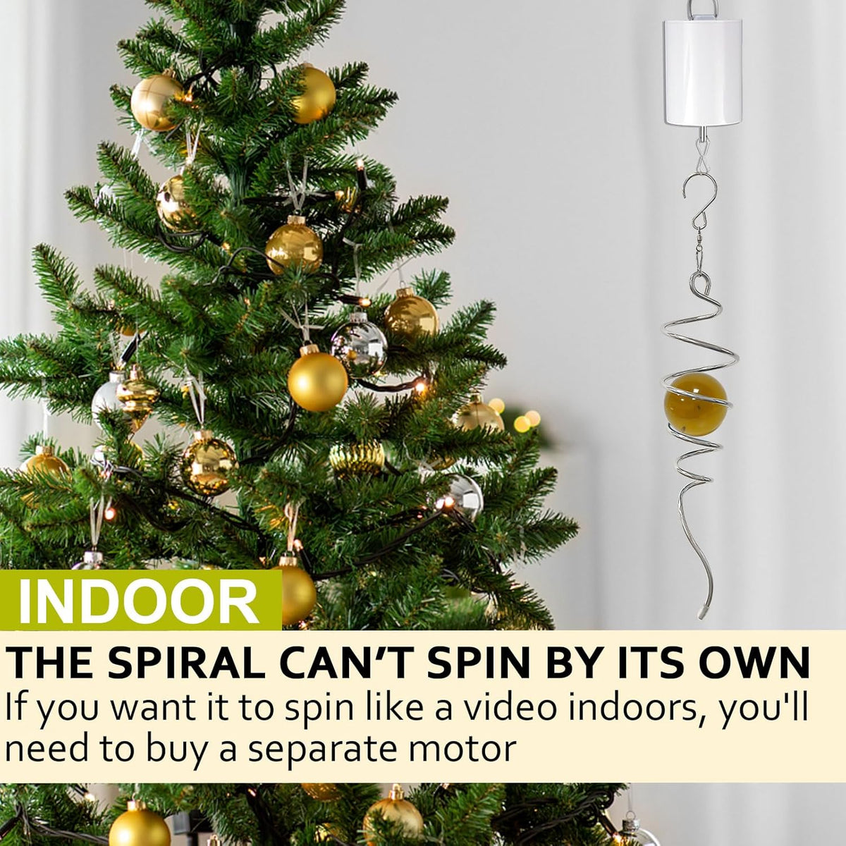 Gazing Ball Spiral Tail,Wind Spinner Tail with Gold Glass Orb,Wind Spinners Stabilizer,Visual