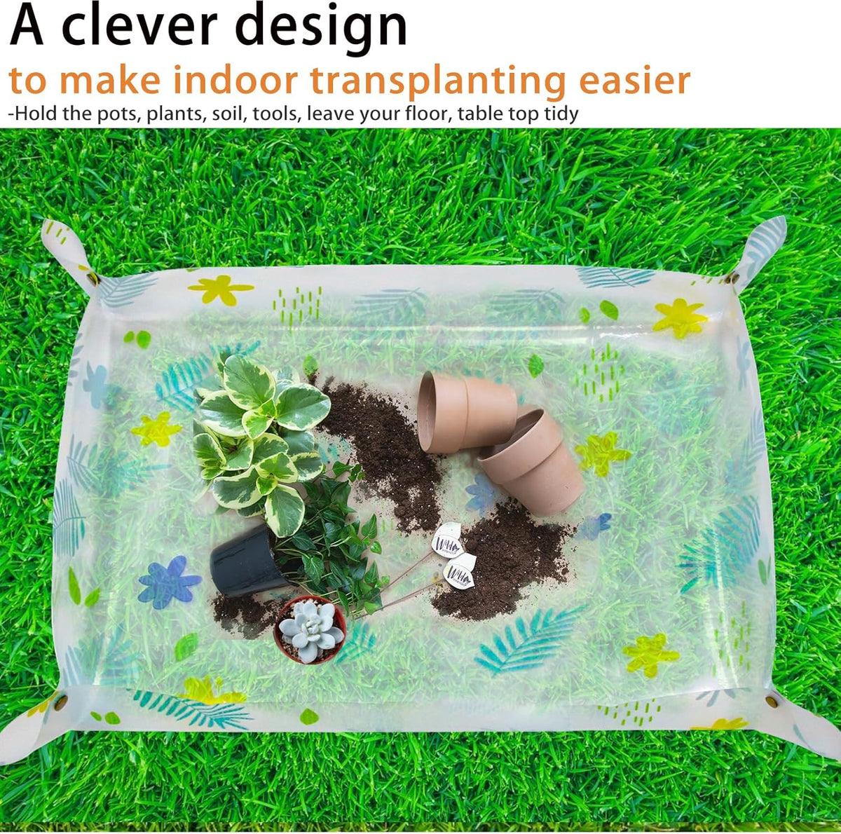 40.2" Large Repotting/Potting Soil Mat for Indoor Plants,Thicker Potting Tray for House Plants