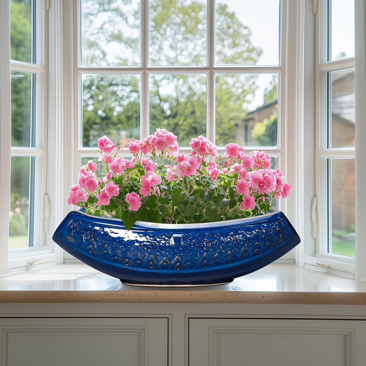 Bonsai Pots - 18 Inch Large Ceramic Succulent Pots for Indoor Outdoor, Bonsai Planter with Drainage