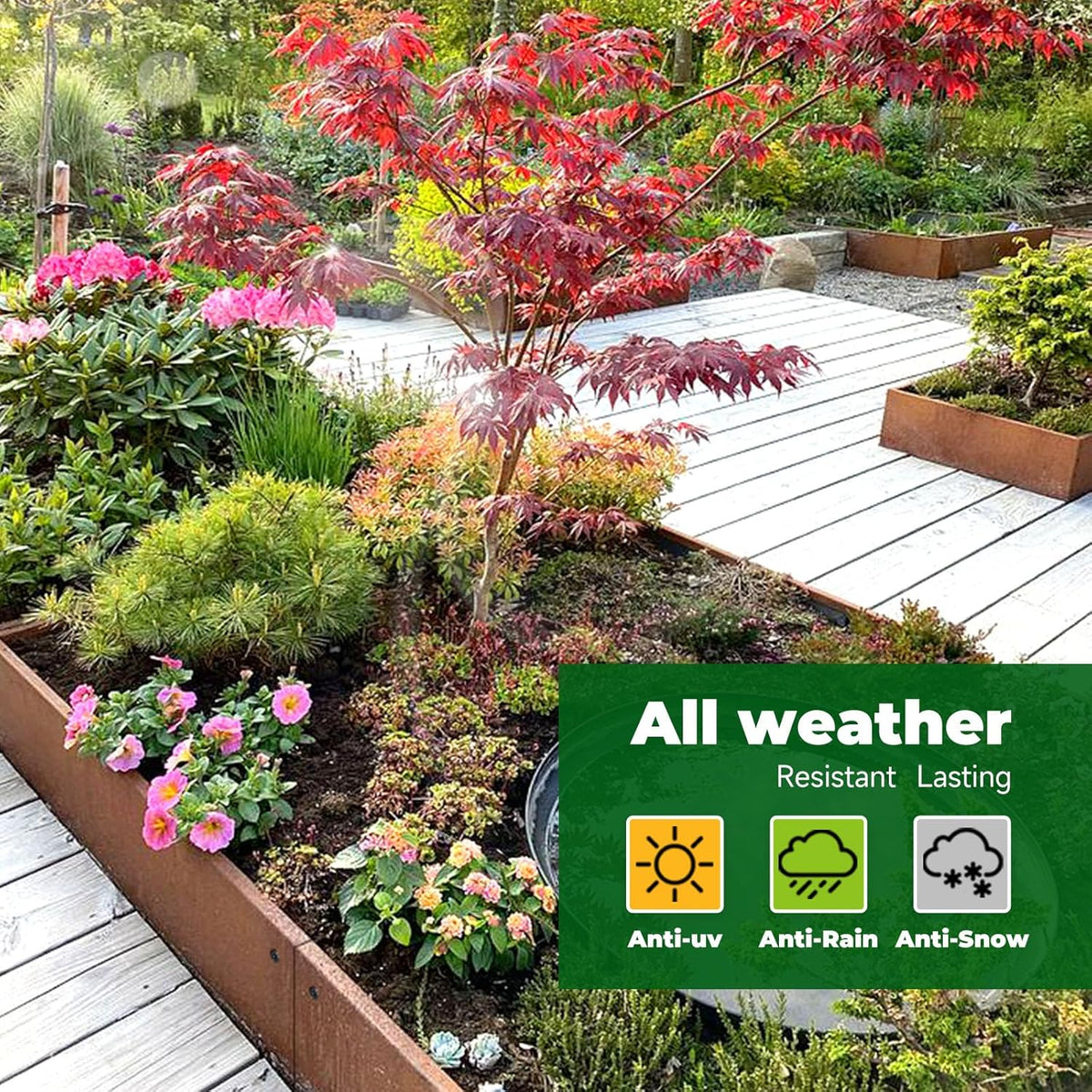 Steel Garden Metal Landscape Edging 40 inch with Top Bending Protection Pre-Rusted Steel Garden