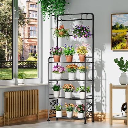 Plant Stand Indoor Outdoor Heavy Duty Metal - 68.4" Tall 4-Tier Shelf for Multiple Plants, Flowers