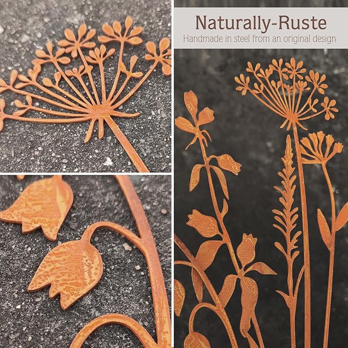 Metal Flowers for Outside,Decorative Garden Stakes,Flower Bed Decor Plant Stakes,Metal Art for