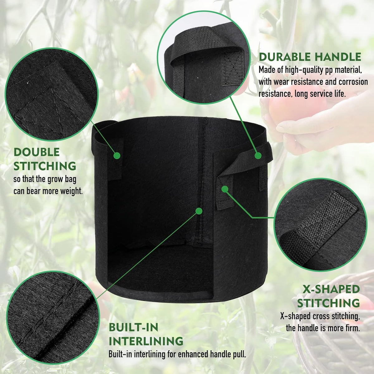 WEIFENG 3-Pack 50 Gallon Grow Bags Outdoor Plant Pots with Handles Potato Grow Bags