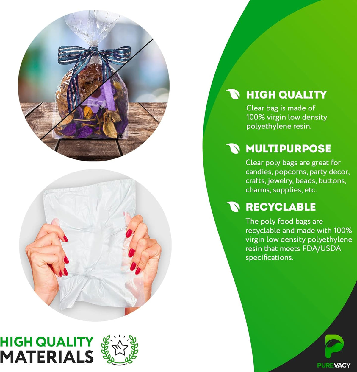 Gusseted Plastic Bags, 5 x 3 x 15 Inches. Pack of 1000 Clear Gusseted Poly Bags. 2 Mil Polyethylene
