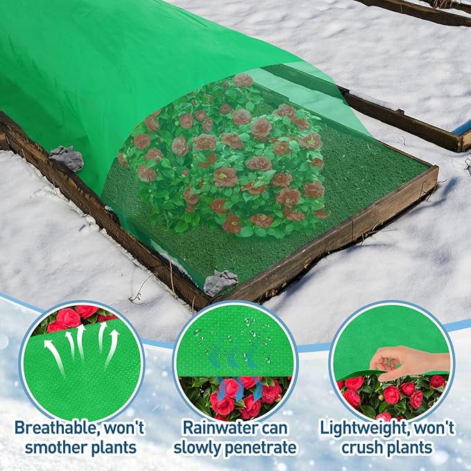 Alphatool 2.0oz/yd² Plant Covers Freeze Protection - 10 x 20 ft Easy of Use Green Winter Plant