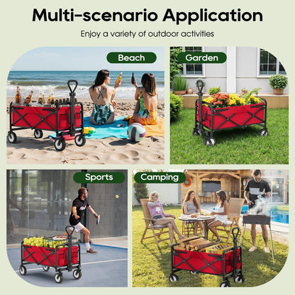 Collapsible Wagon Folding Wagon Garden Cart with Large Capacity, Portable Utility Wagon Cart Heavy
