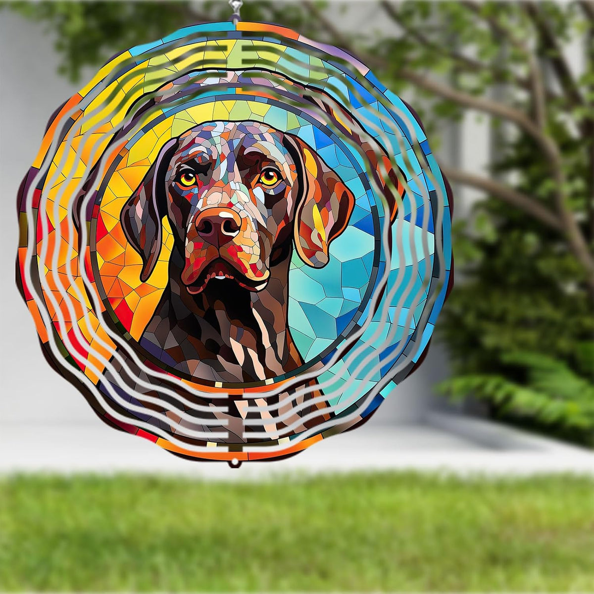 German Shorthaired Pointer Dog Wind Spinners Outdoor Dog Memorial Gifts, 3D Metal Kinetic Hanging