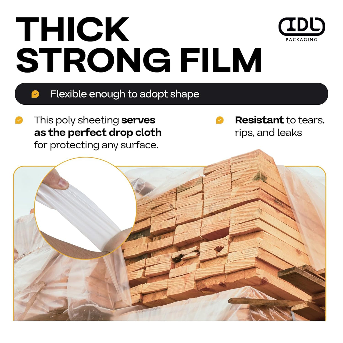 Plastic Sheeting 4 mil, 8' x 50' (400 sq.ft.), Pack of 2 - Thick Semi-Clear Plastic Sheeting for