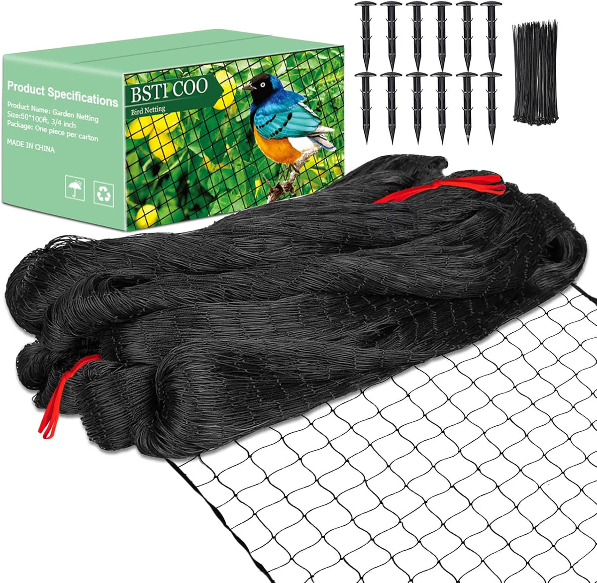 Bird Netting 50'x100' with 3/4" Mesh Hawk Net for Chicken Run,Poultry Netting Heavy Duty Nylon