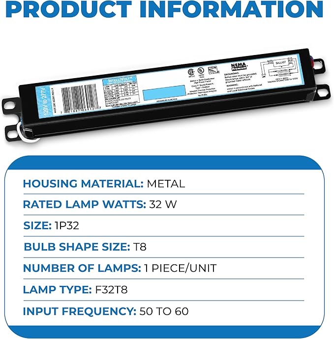 OHLECTRIC Replacement for ICN1P32-SC 1 Lamp - T8 Fluorescent Ballast, Electronic Ballast