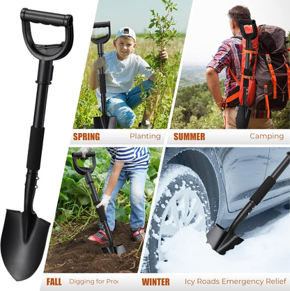 31" Compact Garden Shovel with D-Grip Handle - Rust-Proof Lightweight Metal Tool for Raised Beds