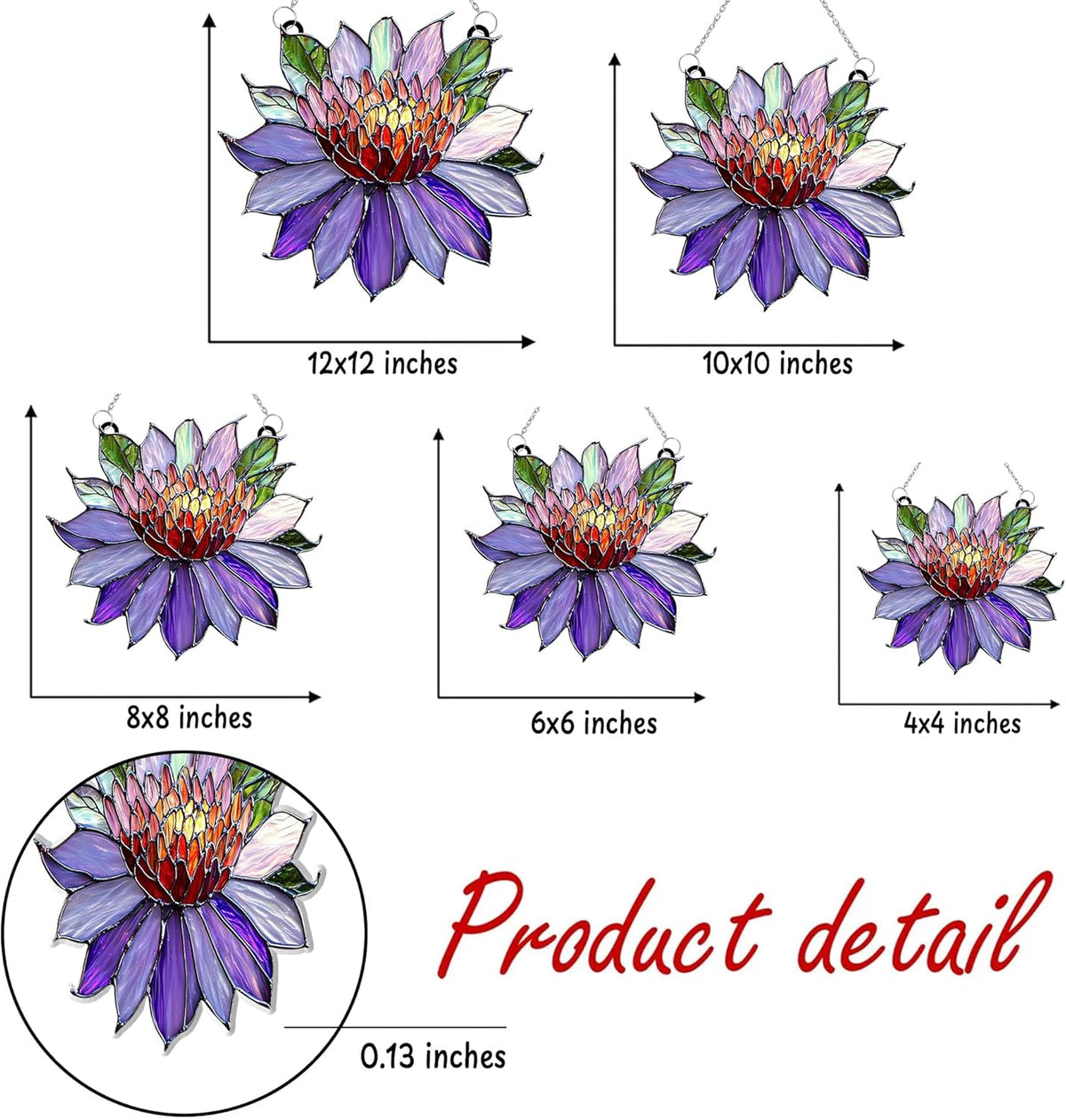 Purple Water Lily Flower Acrylic Suncatcher Stained Glass Effect Window Car Hanging Christmas