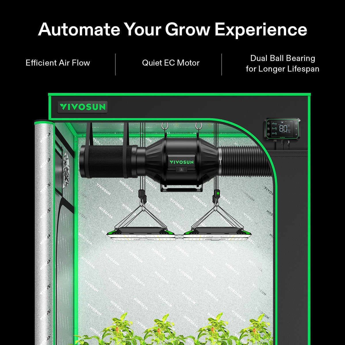 VIVOSUN Smart Air Filtration PRO T4 Kit 4", AeroZesh T4 Inline Duct Fan w/GrowHub E42A Temp.