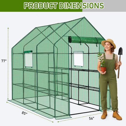 Outvita Walk-in Greenhouse, Outdoor Durable PE Plant Green House for Frost Protection with 3 Tiers