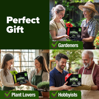 Bonsai Tree Kit 𝗨𝗦𝗔 Gifts for Men & Women - Grow 4 Bonsai Trees - Unique Gardening Crafts for