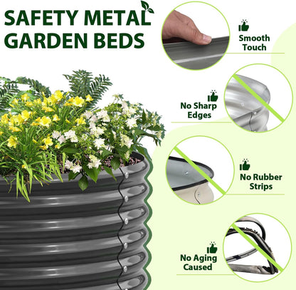 A ANLEOLIFE 8-Pack 4X4X1.5ft & 74x74x18in Deep Root Galvanized Raised Garden Beds Outdoor for