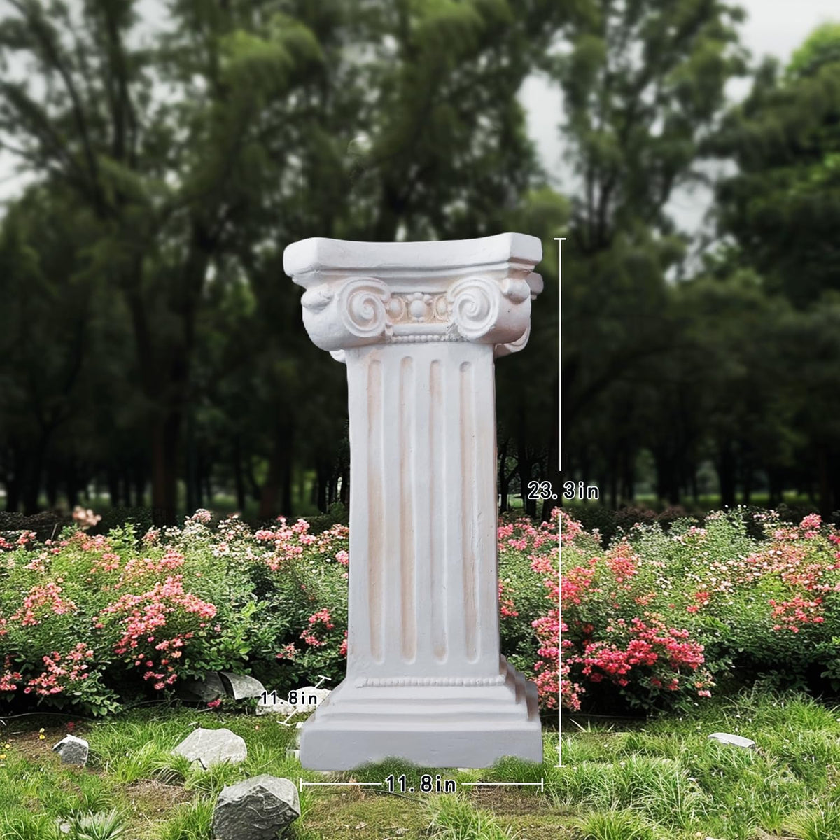 Elegant Classical Greek Roman Ionic Order Vintage Weathered Column Pedestal Decorative Display