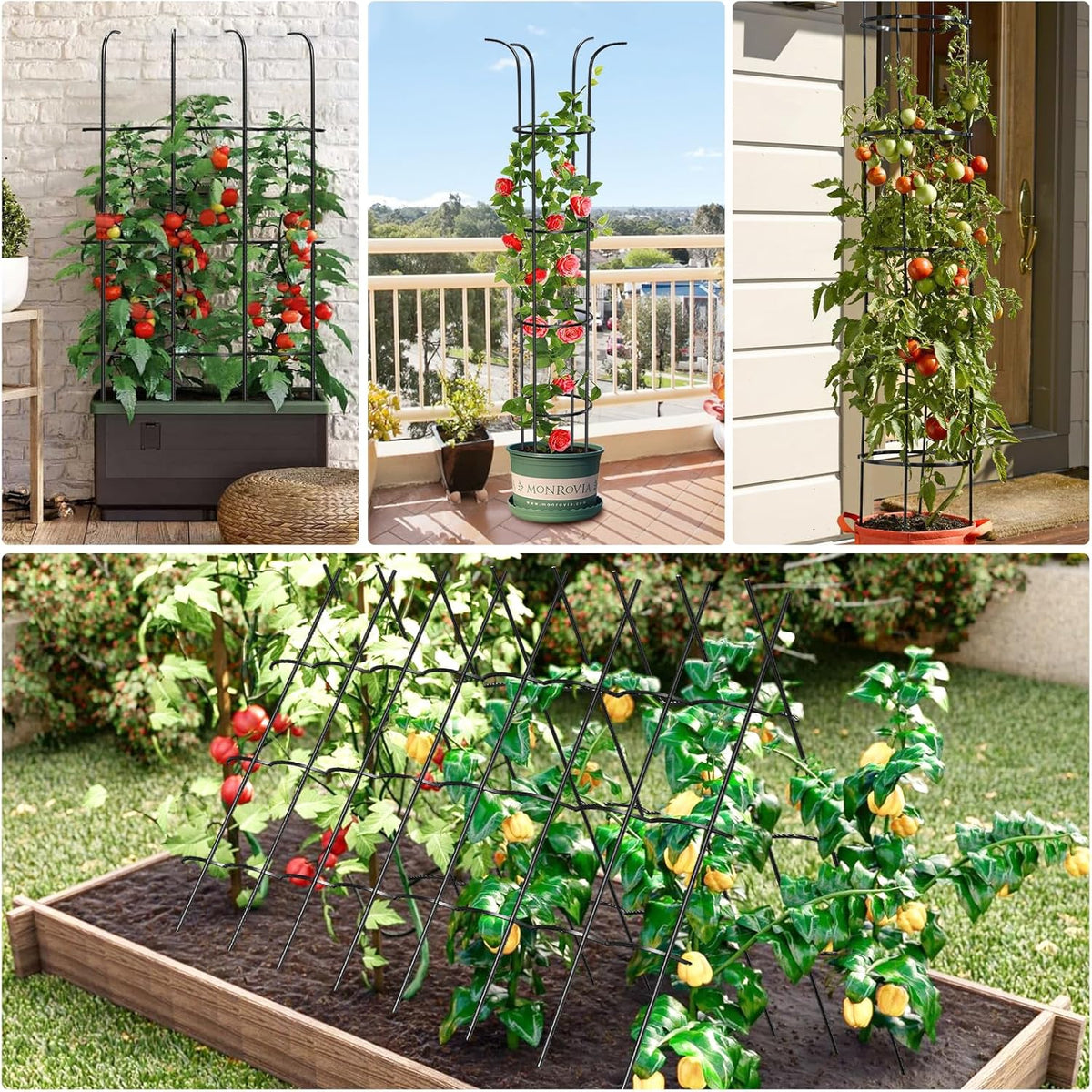 Tower Obelisk Garden Trellis for Climbing Plant，73.6inch Rustproof Metal Potted Plant Climbing