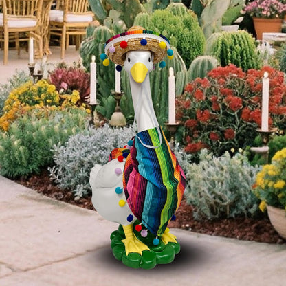 Porch Goose Statues + Porch Goose Outfits, 20" Large Durable Resin Goose Statue Decor with Fun