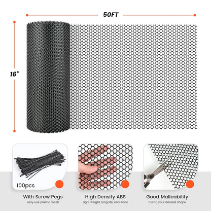 16IN x 50FT Plastic Chicken Wire Mesh, Chicken Wire for Floral Arrangements, Chicken Wire Mesh for