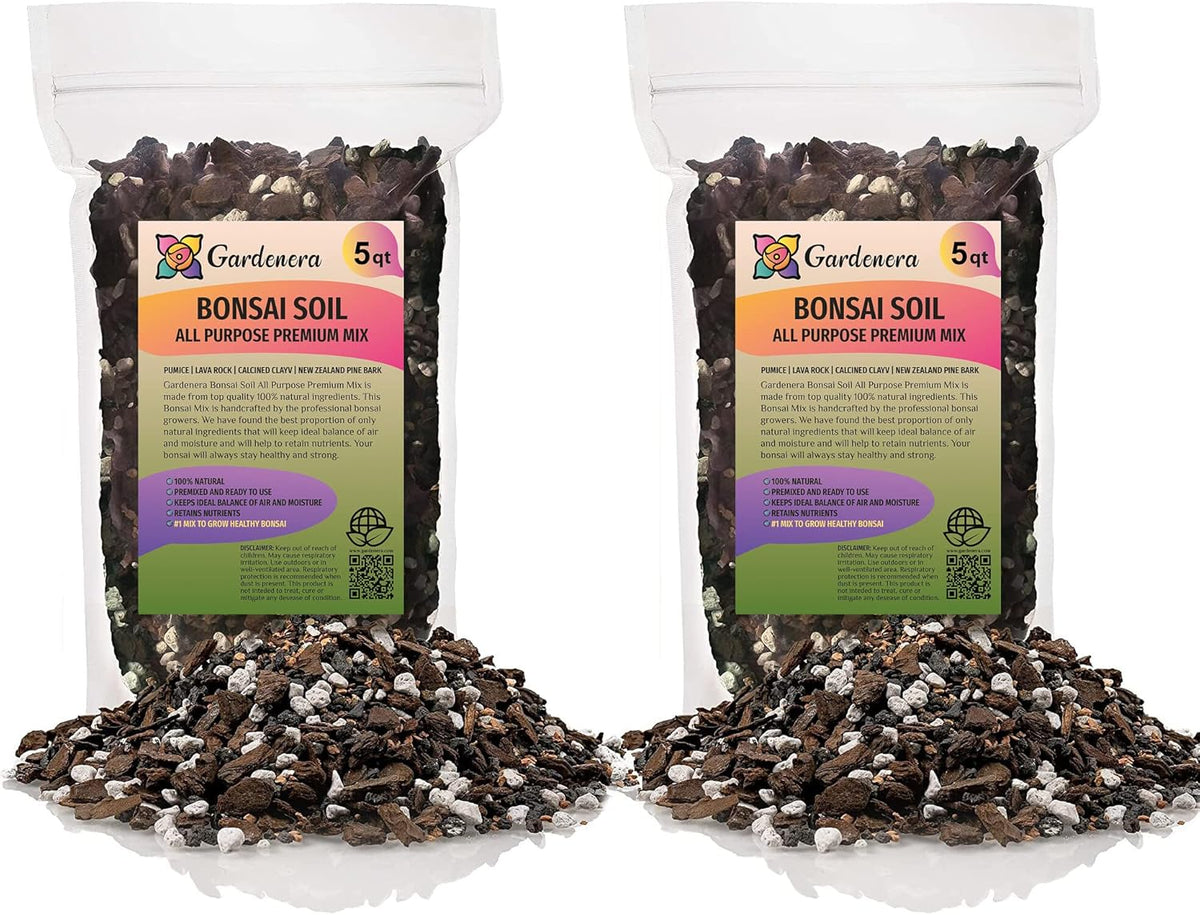Premium Bonsai Soil All Purpose Fast Draining Mix - 10 Quart - Pumice, Lava, Calcined Clay and Pine