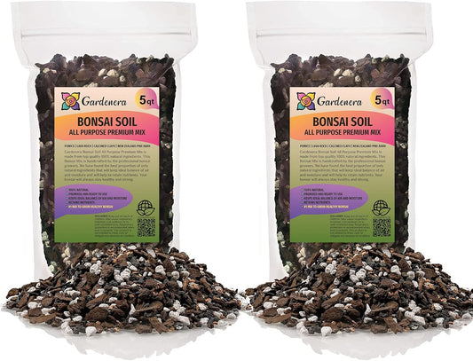 Premium Bonsai Soil All Purpose Fast Draining Mix - 10 Quart - Pumice, Lava, Calcined Clay and Pine