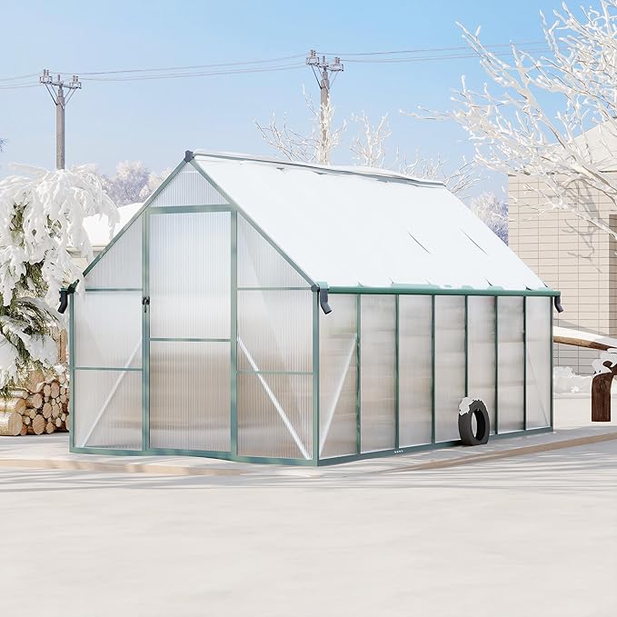 8'X14' Aluminum-Framed Polycarbonate Greenhouse, Heavy Duty Polycarbonate Greenhouse with Quick