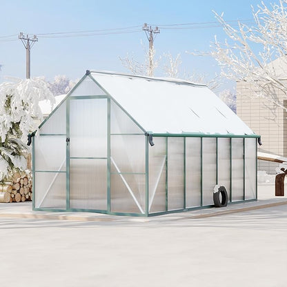 8'X14' Aluminum-Framed Polycarbonate Greenhouse, Heavy Duty Polycarbonate Greenhouse with Quick