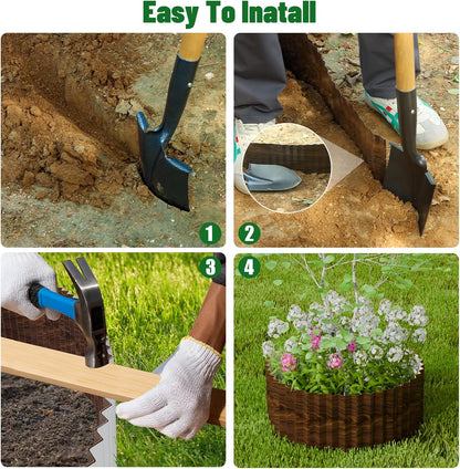 SnugNiture 3 Rolls Corrugated Metal Garden Edging,8" x 20' Landscape Edging Border,Sturdy Metal