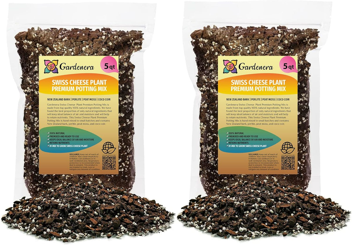 Gardenera Premium Swiss Cheese Plant Potting Mix - 10 QT - Monstera Deliciosa Blend for Optimal