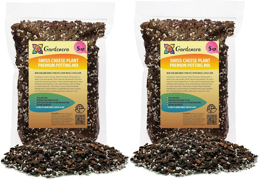 Gardenera Premium Swiss Cheese Plant Potting Mix - 10 QT - Monstera Deliciosa Blend for Optimal