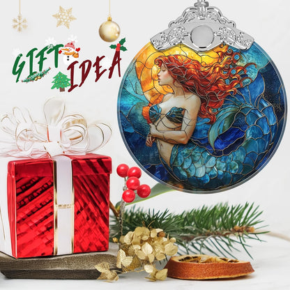 Mermaid Stained Glass Orament - Christmas Ornament - Christmas Decorations for Tree - Holiday