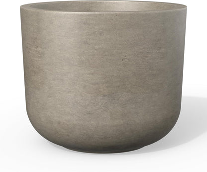 Kante Round Concrete Planter, 11 Inch Dia Classic Style Large Plant Pot with Drainage Hole for