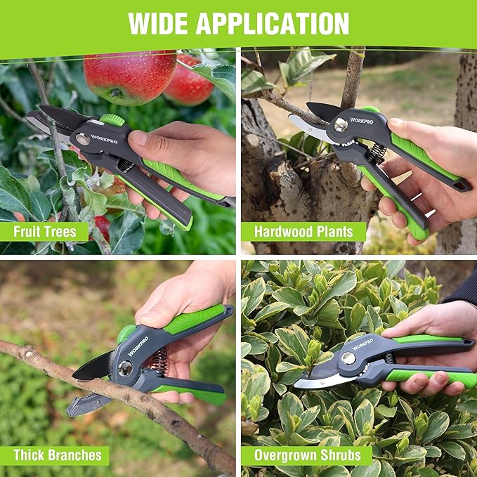 WORKPRO 8.5" Anvil Pruning Shear, Heavy Duty Garden Scissors & Clippers with Labor-Saving Design
