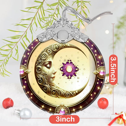 Sun and Moon Stained Glass Ornament, Xmas Ornaments, Sun and Moon Christmas Decor, Ornaments for