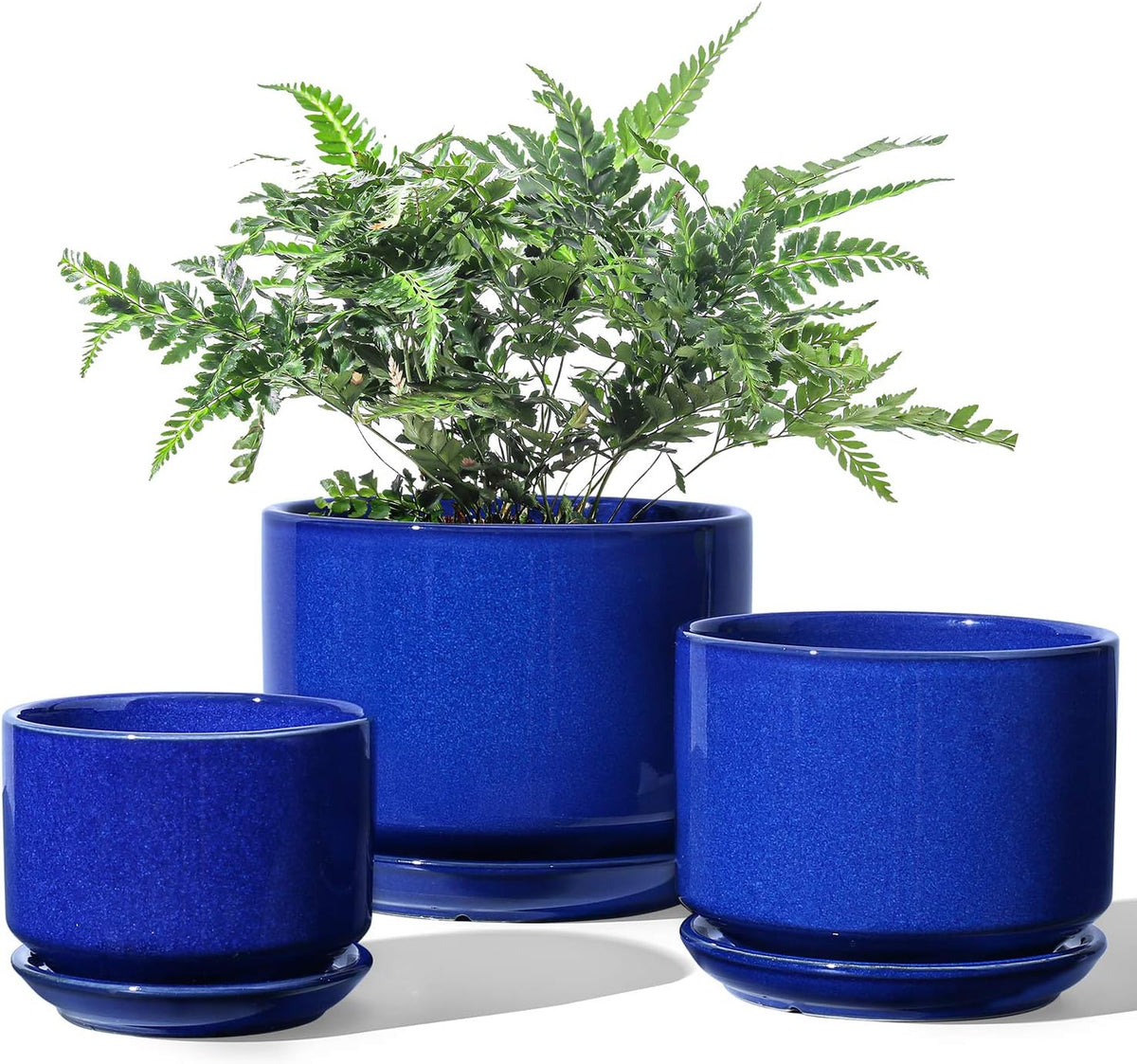 LE TAUCI Ceramic Plant Pots, 4.3+5.3+6.8 inch, Set of 3, Planters with Drainage Hole and Saucer
