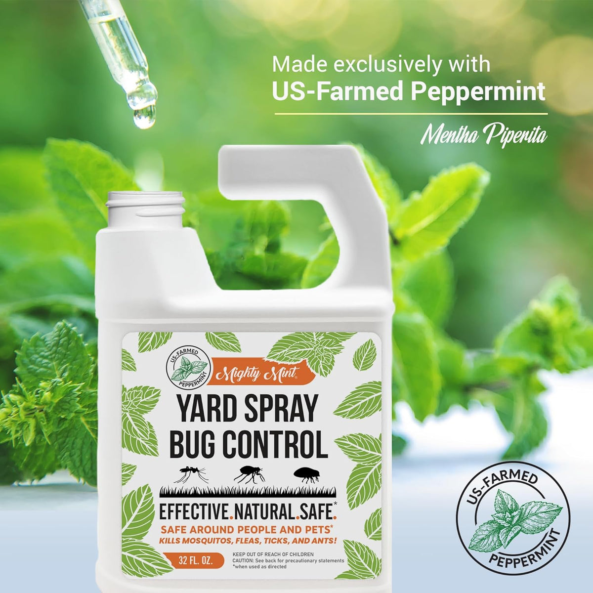 Mighty Mint Peppermint Oil Lawn & Yard Bug Control Spray – Natural Outdoor Pest Repellent for