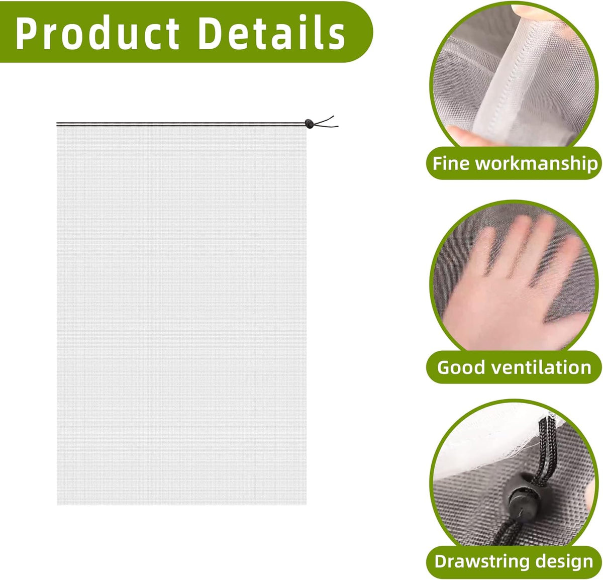 Alpurple 2 PCS Insect Bird Barrier Netting Mesh with Drawstring- 4.6 x 3 Ft Garden Bug Netting