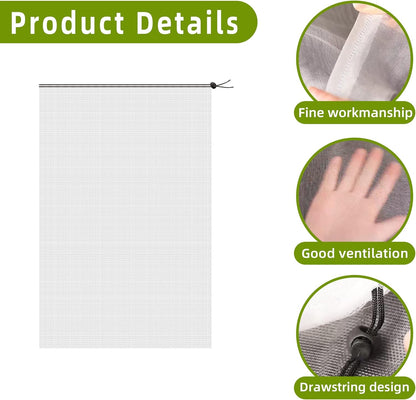 Alpurple 2 PCS Insect Bird Barrier Netting Mesh with Drawstring- 4.6 x 3 Ft Garden Bug Netting
