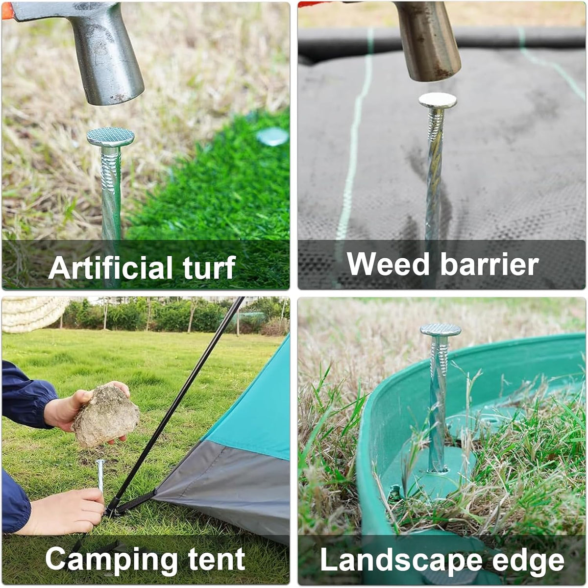 Artificial Turf Stakes Galvanized Spiral Landscape Spikes 12IN Weed Barrier Fabric Stakes for Paver